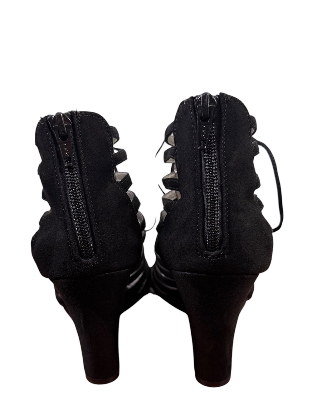 Carlos Santana Black Lace-Up Cage Wedge Sandals Size 7.5 - Picture 8 of 12